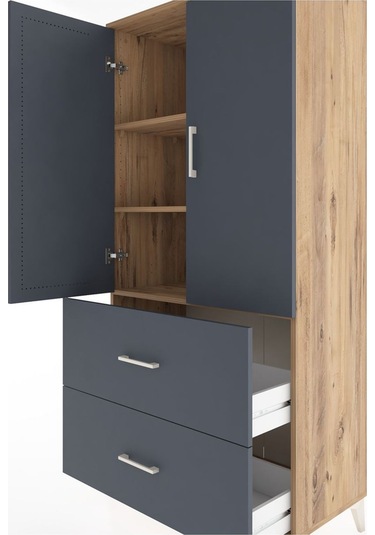 Hyperion Dolap 3 Raflı 2 Çekmeceli 2 Kapaklı 88x44x182 Çam-an... Çam