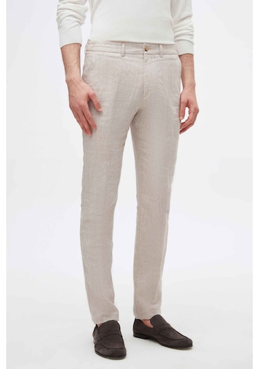 Ds Damat Slim Fit Bej Düz %100 Keten Jogger Pantolon 4hc03s2063230 Bej