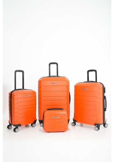 Las Vegas Polo Club Abs Kabin Orta Büyük Ve Makyaj Boy 4'lü Travel Valiz Bavul Seti Turuncu