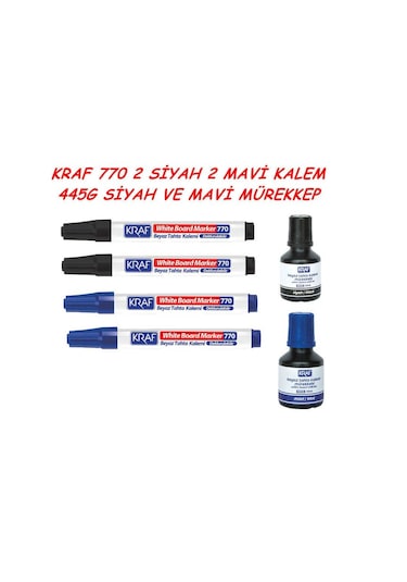 Kraf 770 Tahta Kalemi 2 Siyah. 2 Mavi + 1 Siyah + 1 Mavi Kraf 445