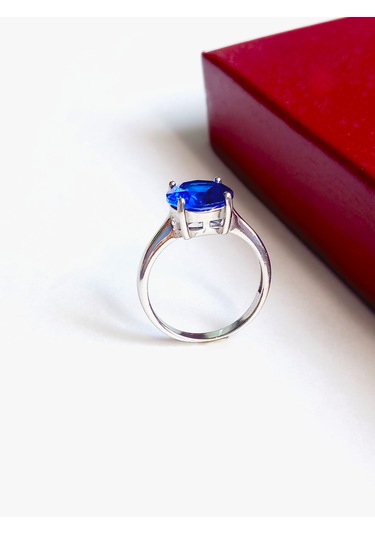 Gümüş Tanzanit Taşlı Yuvarlak Tasarım Kadın Yüzük
