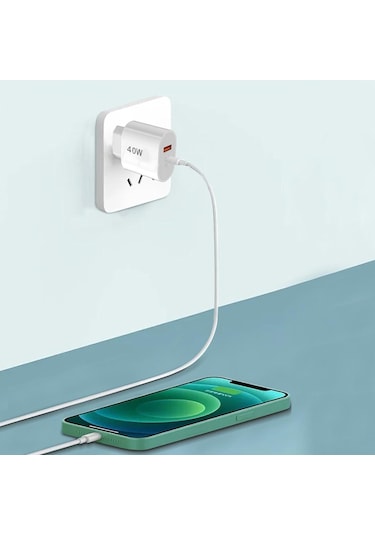 Tonex 40w Usb-a + Type-c 2x Çıkışlı Type-c To Type-c Kablolu Şarj Aleti Beyaz