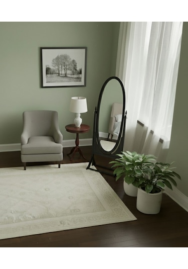 Rivoli Ayaklı Ahşap Oval Boy Aynası 58x165 Siyah