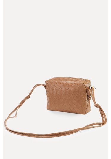 Housebags Taba Örgü Detaylı Çapraz Askılı Çanta 260 Taba