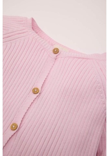 DeFacto Kız Bebek 2'li Takım Uzun Kollu Düğmeli Kazak Beli Lastikli Triko Alt C9762A524WNPN105 Pembe