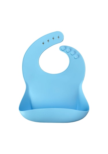 Oioi Basic Silikon Mama Önlüğü Mavi