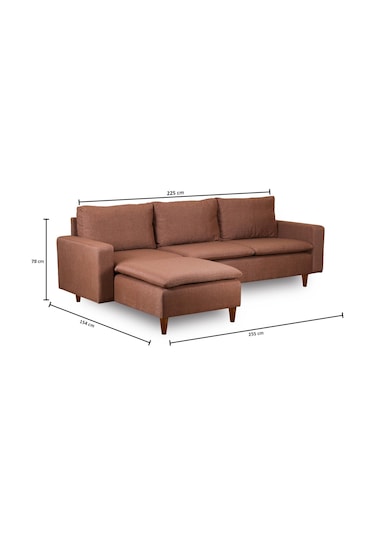 Lungo Modüler Köşe Koltuk Takımı L Koltuk - Açık Kahve Kahverengi