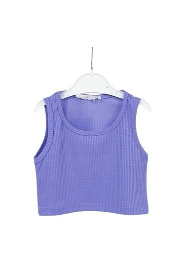 Kız Çocuk Fitilli Crop Atlet 001 Mor