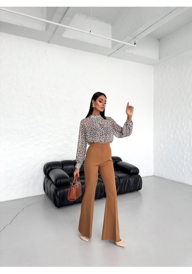 Modasize I Spanyol Paça Pantolon Kahve