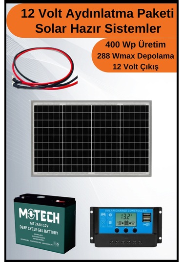 N&D Lighting Aydınlatma Trenta Mono Solar Paket 12 Volt-400wp
