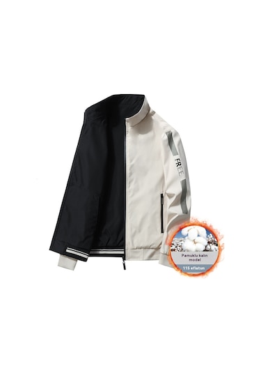 Edwardest Çift Taraflı Erkek Kalın Kışlık Günlük Pamuklu Ceket Haki