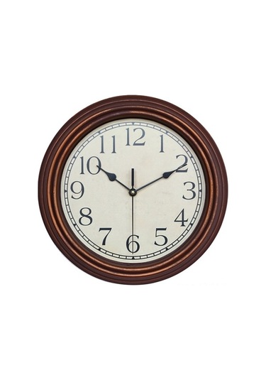 Novahub Lüks Retro Ahşap Saat - 30x30cm, Kahve Altın Renk, Ev Dekorasyonu Kahverengi Desenli Çok Renki