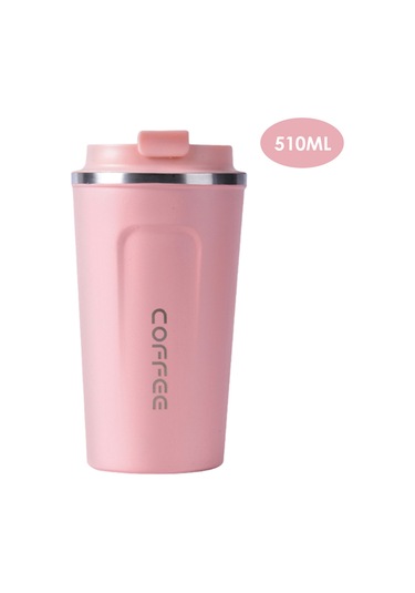 Suofeng 510ml Büyük Boy Pembe 304 Paslanmaz Çelik Termos Bardak, İki Katlı Vakumlu Isı Ve Soğuk Saklama, Ofis Ve Seyahat İçin