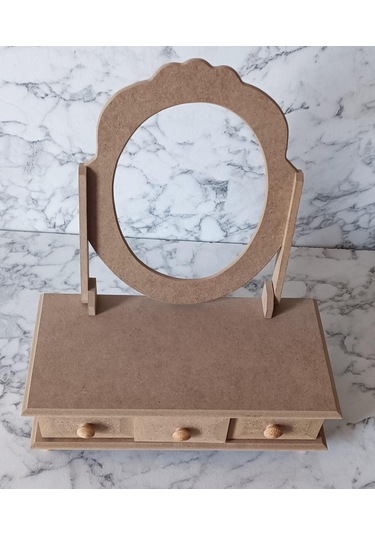 Hobi Adn Makyaj Kutu 3 Çekmece Aynalı Ahşap Mdf Ham Kutuda Sevk El Yapım