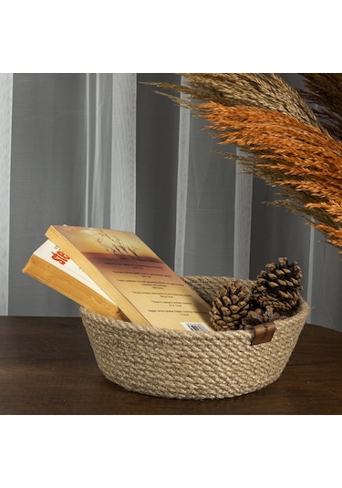 Naturalove Dekoratif Jüt Sepet - Yuvarlak