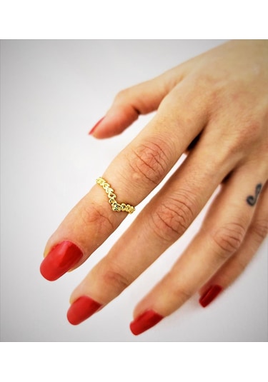 GOLD KAPLAMA KARARMAZ TAÇ FİGÜR ALTTAN AYARLI EKLEM YÜZÜK-YÜZÜK14 Altın