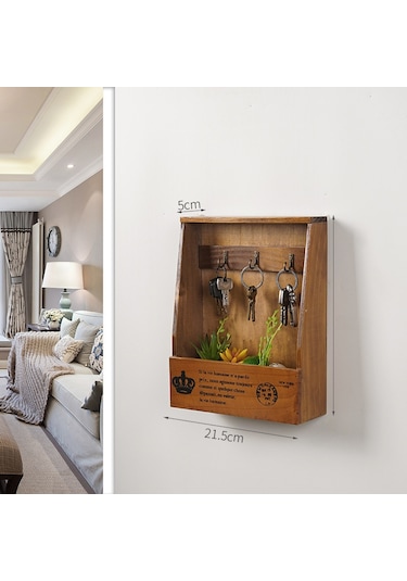 Eski Renk Bir Kova Ve Üç Kanca Anahtar Saklama Kutusu, Duvara Monte A