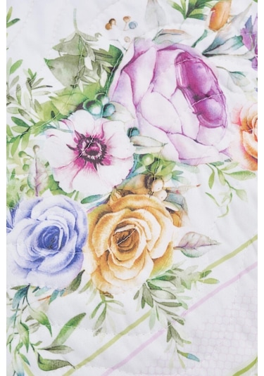 Örtüm Duru Çift Kişilik Kapitone Yatak Örtüsü Takımı - Ekru - Yeş