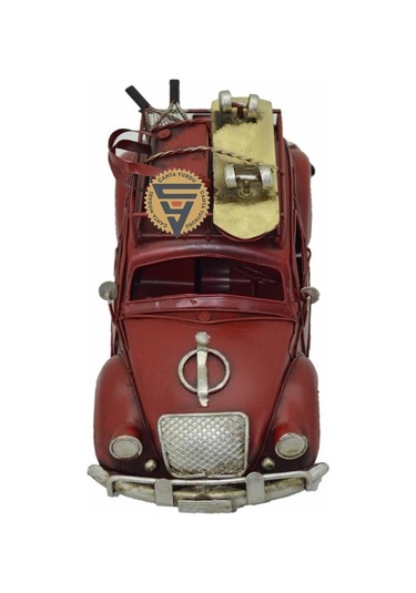 Dekoratif Nostaljik Metal Vosvos Rustik Otomobil Kırmızı