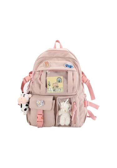 Enjoy Homee Büyük Kapasiteli Su Geçirmez Naylon Öğrenci Okul Çantası Sırt Çantası 1cnp76 Pembe