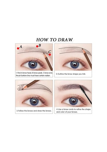 5 Adet Profesyonel Microblading Kalem Kalıcı Kaş Kalemi Dövme Su Geçirmez Sanat Eyebrow Trimmer E10