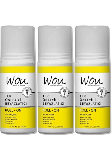 Wou World Of Unique Roll-on Unisex75ml Terönleyci Beyazlatıcı 3lü