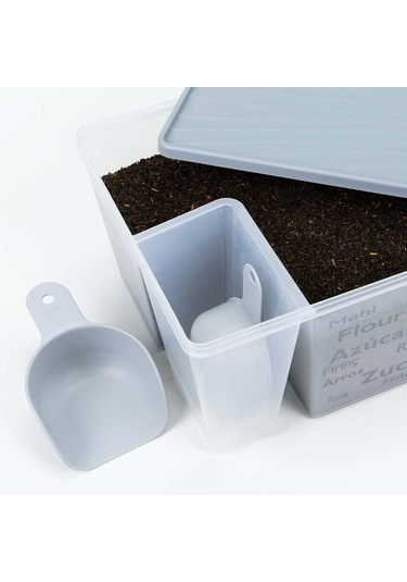 Kapaklı Ölçülü Un Ve Şeker Kabı Şeffaf, Kırılmaz Ve Çizilmez Gri