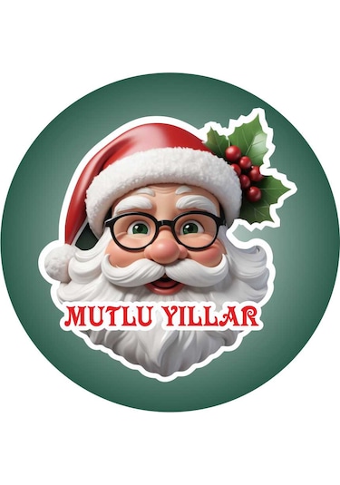 2 Adet Uv Baskılı 6 Cm Noel Baba Yılbaşı Ahşap Magnet V3 Çok Renkli