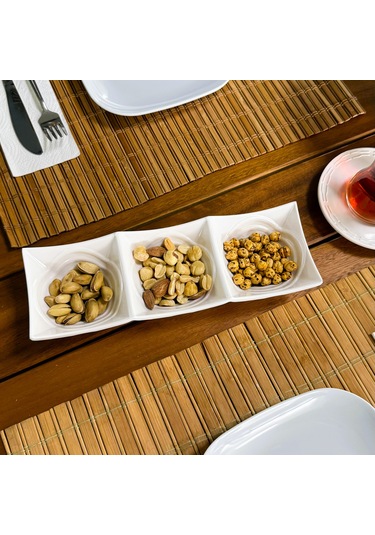 Alezy 524 Göreme Melamin Termostar Ürgüp Üçlü Sosluk 24x8cm Beyaz