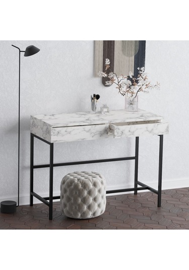 Decormet Linda Makyaj Masası Carrara Marble Mermer - Gri
