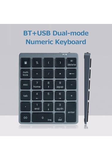 28 Tuşlu Kablosuz Sayısal Klavye Finansal Muhasebe Ofis Klavyesi Bt+usb Çift Modlu Bağlantı Dahili Lityum Pil