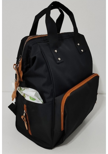 Bebek Bakım Çantası Organizatör Fonksiyonel Anne Bebek Bakım Sırt Çantası Taba Siyah Siyah - Taba