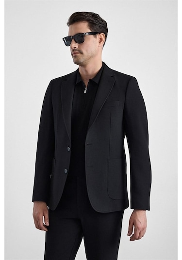 Süvari Siyah Slim Mono Yaka Düz Torba Cep 6 Drop Takım Elbise Tk1006900401-s09 Süvari Siyah Slim Mono Yaka Düz Torba Cep 6 Drop Takım Elbise Tk1006900401-s09