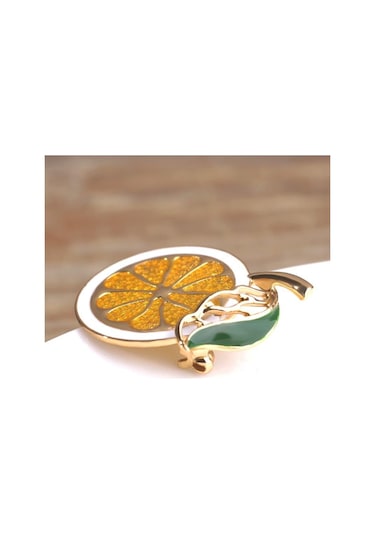 Yeşil Blucome Yağlıboya Limon Portakal Broş Moda Meyve Pimleri Kızlar Canlı Renk Aksesuarları Yeşil