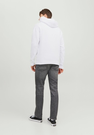 Jack & Jones Kabartma Baskılı Kapüşonlu Sweatshirt - Star 12233972 White Koyu Siyah