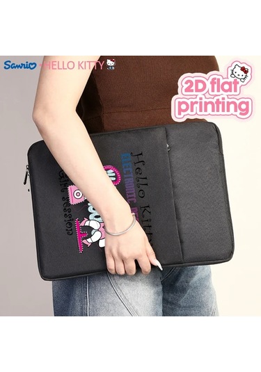 Honeybeeshop Sanrio Hello Kitty 35 56 Cm Siyah Laptop Kilifi Ve Cantasi Blingy Retro Tasarim Siyah