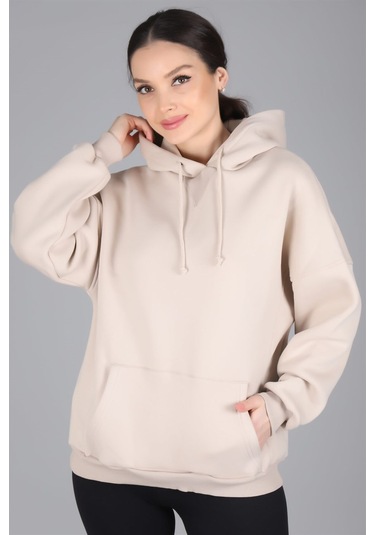 Sweetness Kadın Açık Bej Kapüşonlu Sweatshirt Açık Bej