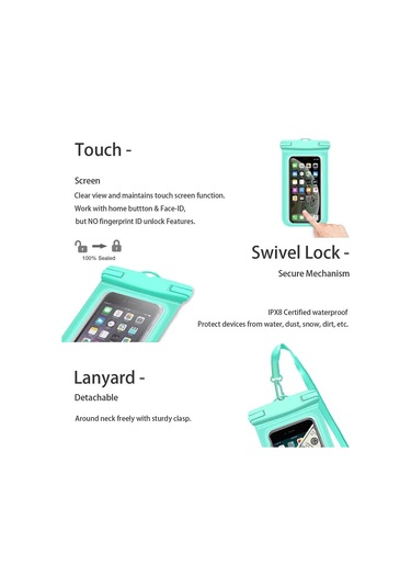 Vkemall Çiftli Su Geçirmez Telefon Kılıfı - 7.2 İnç'e Kadar Uyumlu, Takılabilir Askılı, Macaron Mavisi