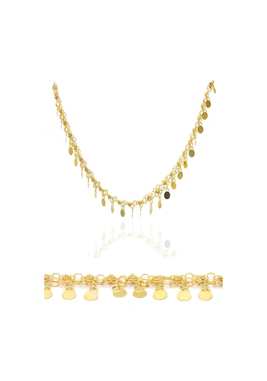 Midyat Nurtaş Gümüş Pullu Sallantılı Altın Kaplama Kişniş Telkari Gümüş Halhal Altın