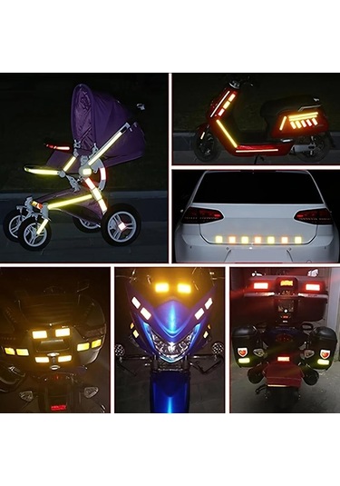 Sarı 10 Adet Araba Tampon Yansıtıcı Güvenlik Şeridi Çıkartmaları - Gece Sürüş Güvenliğinizi Ve Stilinizi Geliştirin A-7