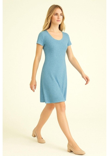 2 Adet Dökümlü Rahat Kalıp Günlük Penye Kumaş Elbise Renkli