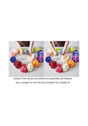 Hangfox 10 Adet Mavi Ipek Hortensya Yapay Çiçek, 54 Yapraklı Saplı, Nikah/parti/ev Dekorasyonu, Dıy Çiçek Dizaynı