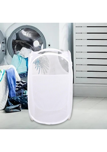 Suntek Çamaşır Sepeti Polyester Taşınabilir Elbise Beyaz