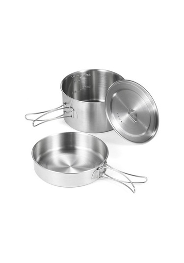 Ulzyvf Kamp Tava Tencere Taşıma Seti Paslanmaz Katlanır Gümüş File Çelik Çanta 2'li Gümüş Gümüş