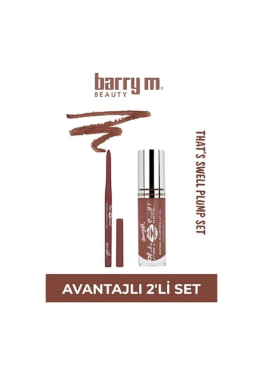 Barry M That's Swell Peptide Dudak Lip Gloss Set Lip Liner Ve Lip Gloss Mocha Magic Çikolata Kahvesi