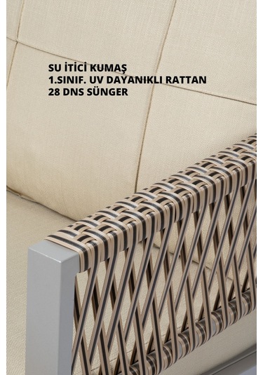 Vega Metal Takım 2+1+1+masa Ekru Ekru