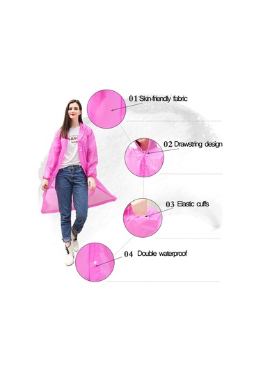 Sones Tek Kullanımlık Peva Çevre Şeffaf Yağmurluk Açık Hava Yürüyüşü Siyam Yağmurluğu Turuncu