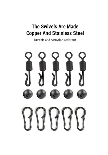 Konesam 25 Adet Sahte Balık Tüpü, Güvenlik Çivi, Boncuk, Döndürücü Ve Yumuşak Tüp Seti - Sahte Balık Rigleri İçin Gerekli Oltı Aksesuarları