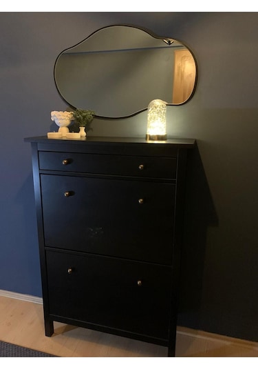 Asimetrik75x40 Konsol, Dresuar, Tuvalet Aynası ''siyah''. 1.kalite Şişecam Ayna 75 X 40 Siyah + Gri Gri - Siyah