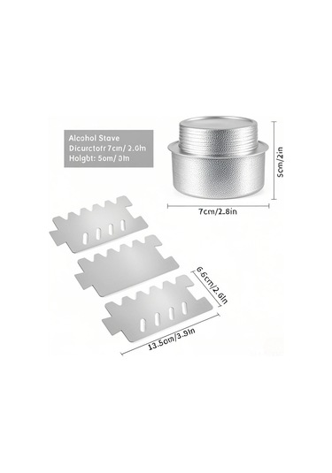 Dofolink Kamp İçin Alüminyum Alkol Ocağı 100ml + Paslanmaz Çelik 3 Parça Rüzgar Engelleyici + Çapraz Ayaklı Stand, Kaynakma Ve Pişirme İçin Gümüş
